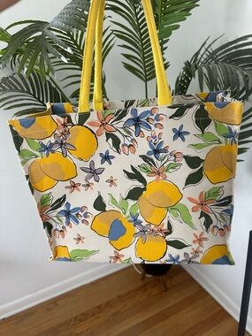 Yellow Floral Canvas Tote Bag